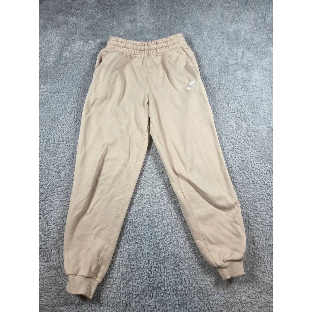 Nike Kids Fleece Jogger Sweatpants Tan Beige Logo Large L G G - Picture 2 of 8